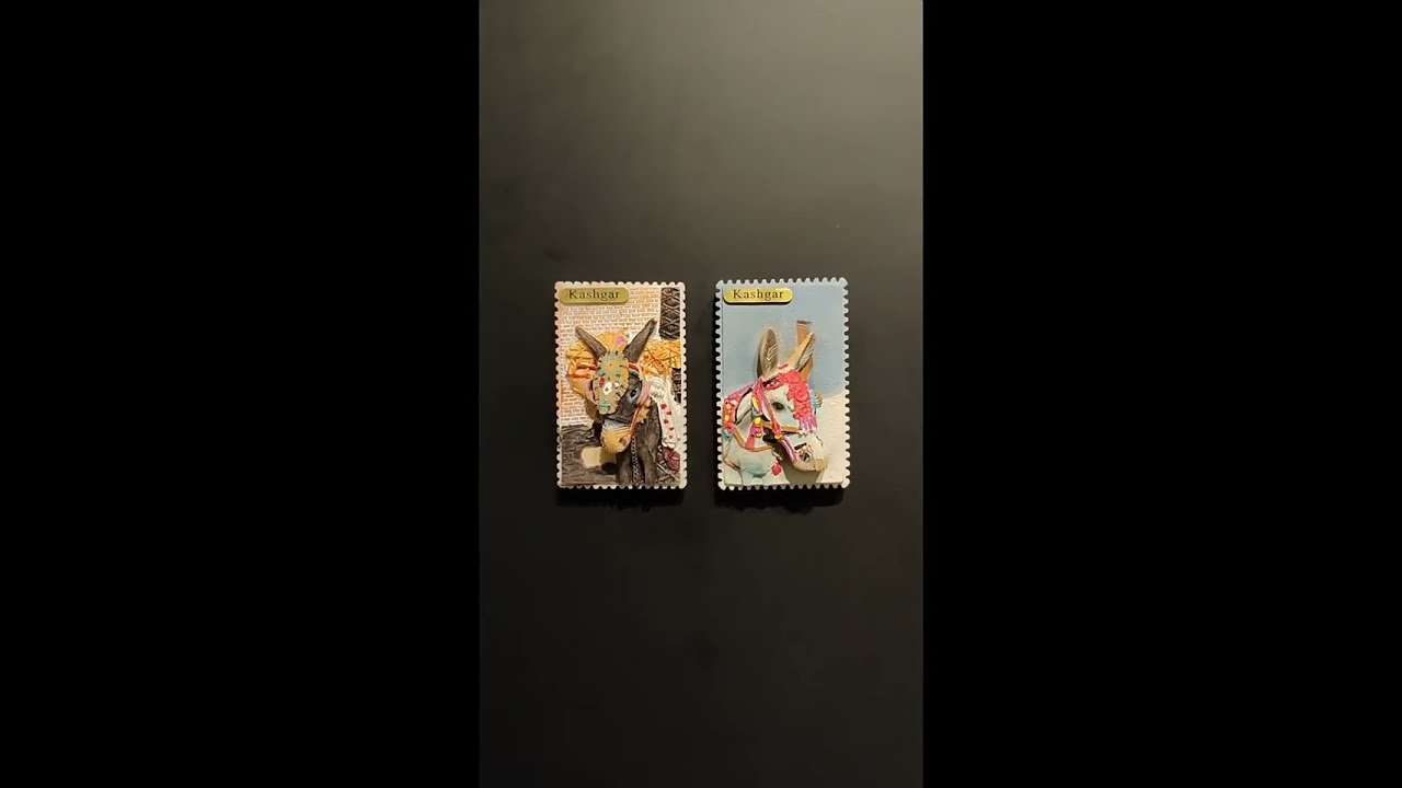 kashgar's famous dressed-up donkeys, shrunk to 7.5cm and cut like postage stamps #fridgemagnets