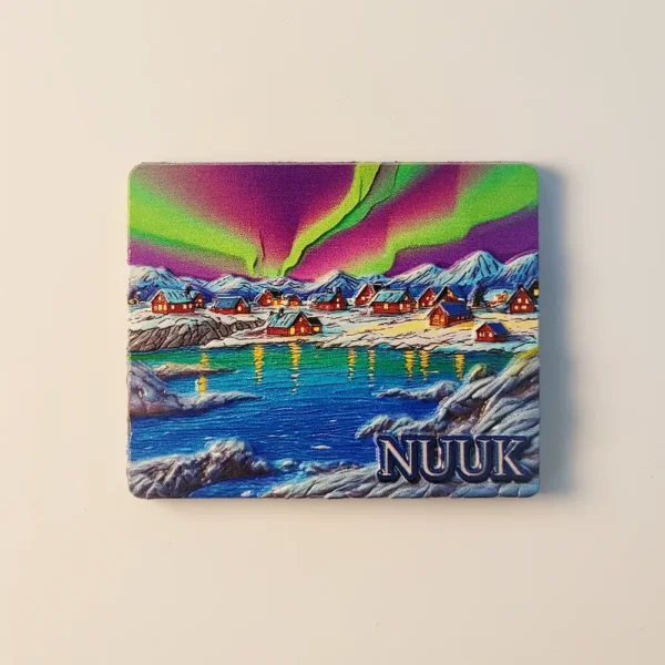 Greenland Nuuk Aurora Snow Scene Fridge Magnet front view