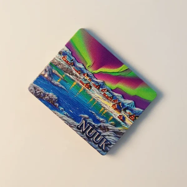 Greenland Nuuk Aurora Snow Scene Fridge Magnet right side view