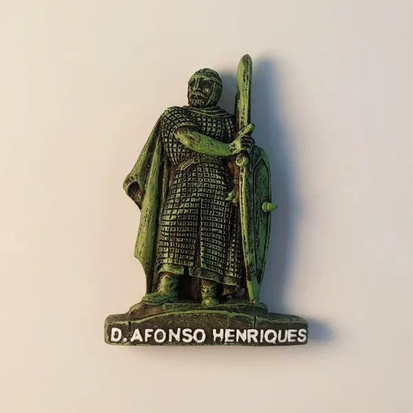 Front view of the Portugal Afonso I Statue Fridge Magnet, a travel souvenir.