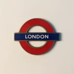 Front view of United Kingdom London Underground Roundel fridge magnet