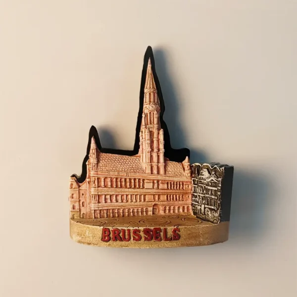 Front view of Belgium Brussels City Hall fridge magnet