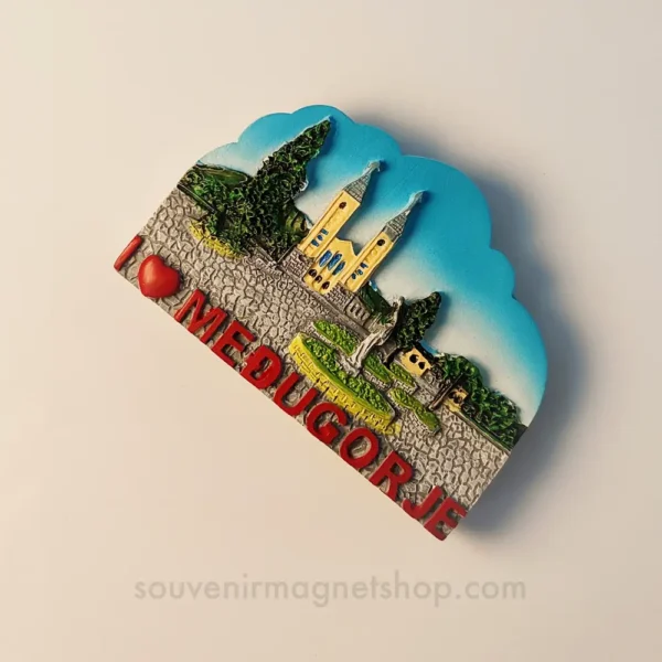 Right side view of Bosnia and Herzegovina Medjugorje St. James Church fridge magnet