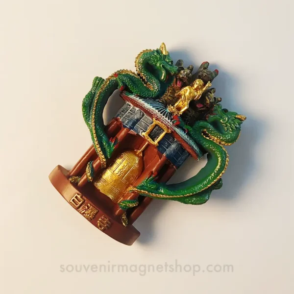 China Beijing Baipu Temple fridge magnet, right side view.