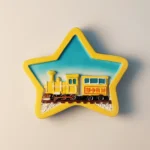 Front view of China Qinghai Chaka Salt Lake star train fridge magnet.