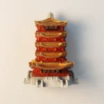 Front view of the Light-Up China Wuhan Yellow Crane Tower fridge magnet.