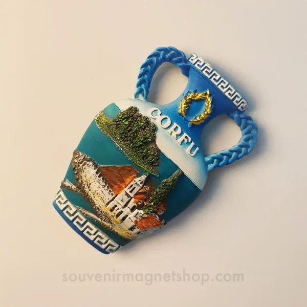 Greece Corfu Old Town Amphora Fridge Magnet right side view