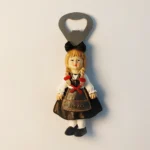 France Alsace cute girl fridge magnet bottle opener, front view