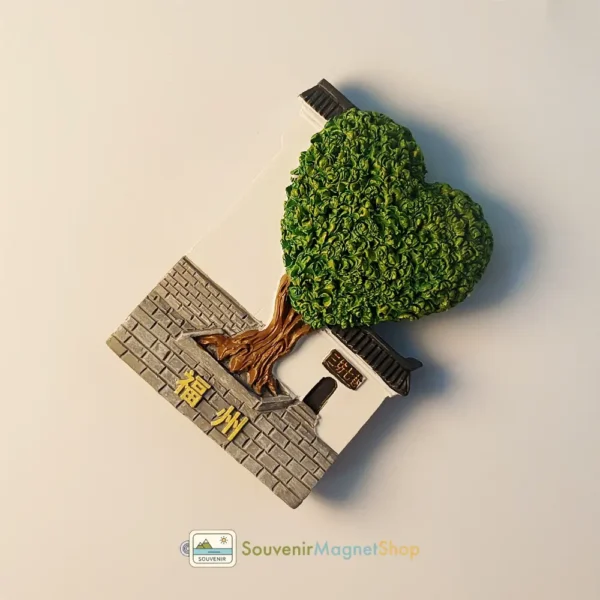 Right side view of Fuzhou Three Lanes and Seven Alleys Heart-shaped Tree Fridge Magnet