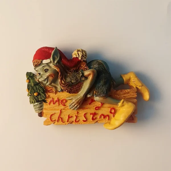 Front view of a 3D Global Christmas Elf Fridge Magnet