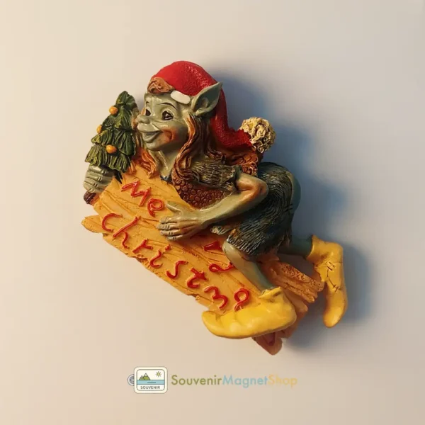 Right side view of a 3D Global Christmas Elf Fridge Magnet