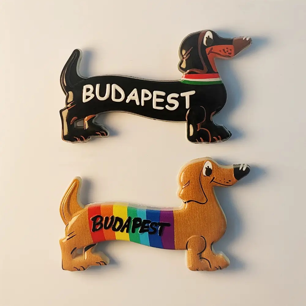 hungary-budapest-dachshund-dog-fridge-magnet-front-view Front view of Hungary Budapest Dachshund dog fridge magnets