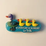 Front view of the Indonesia Bali Duck Family fridge magnet, a scenic and creative souvenir.