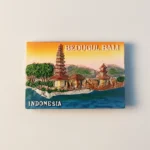 Front view of the Indonesia Bali Ulun Danu Beratan Temple fridge magnet.