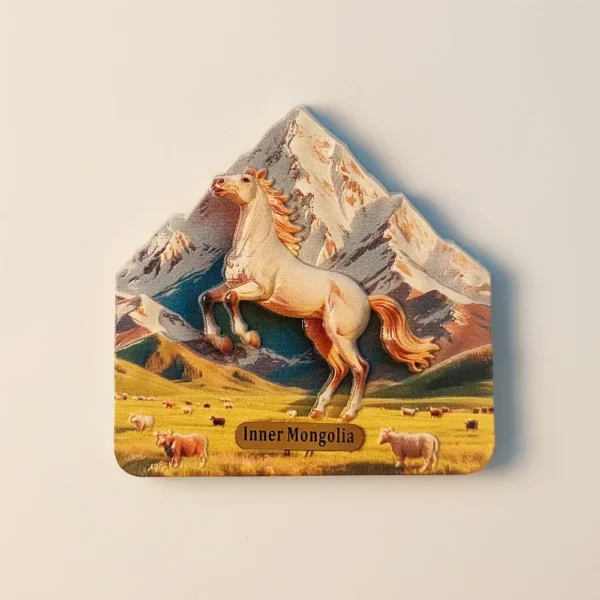 Front view of Inner Mongolia Maya Snow Mountain Grassland Steed fridge magnet