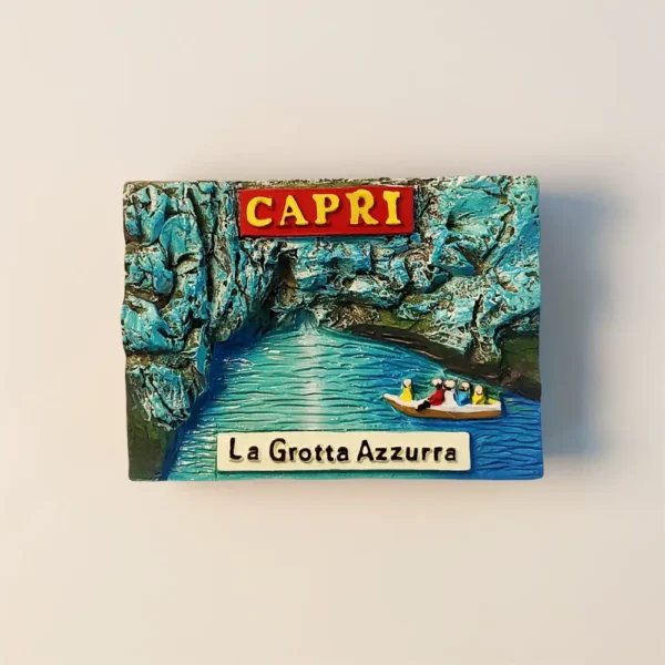 Italy Capri Blue Grotto fridge magnet, front view, vibrant souvenir