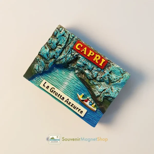 Italy Capri Blue Grotto fridge magnet, right side view, travel souvenir