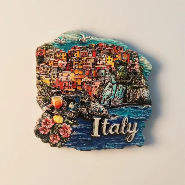 Italy Cinque Terre fridge magnet front view with colorful houses