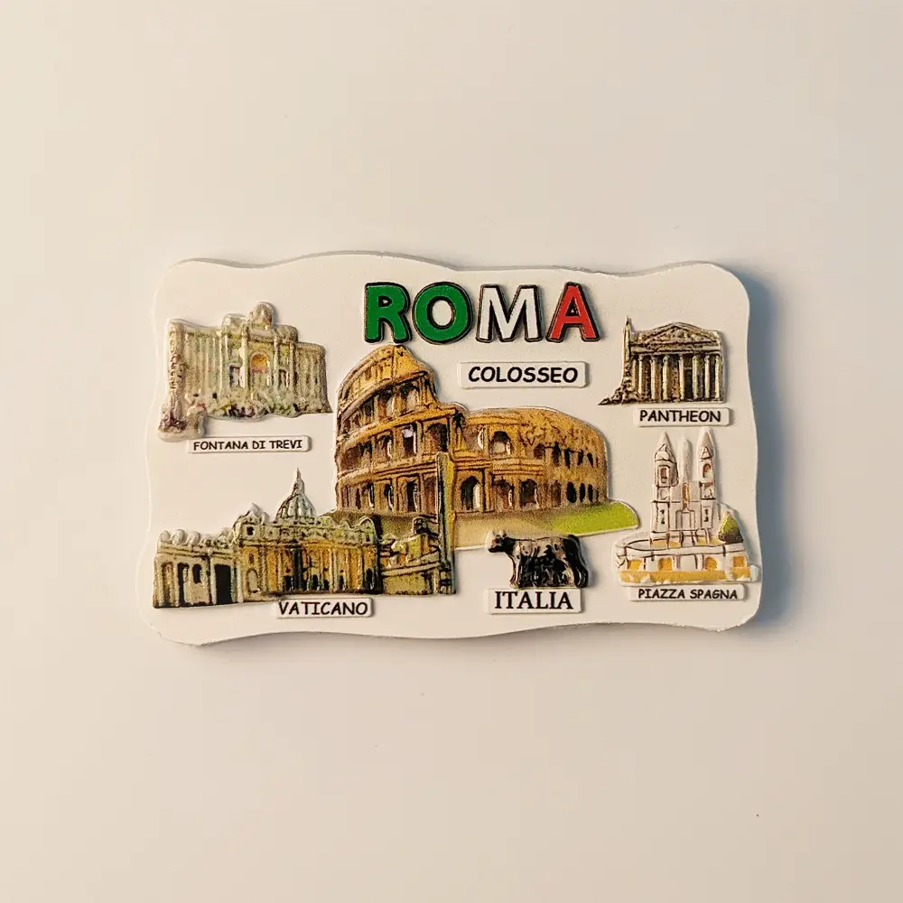 italy-rome-colosseum-pantheon-vatican-fridge-magnet-front Front view of Italy Rome Colosseum Pantheon Vatican Fridge Magnet