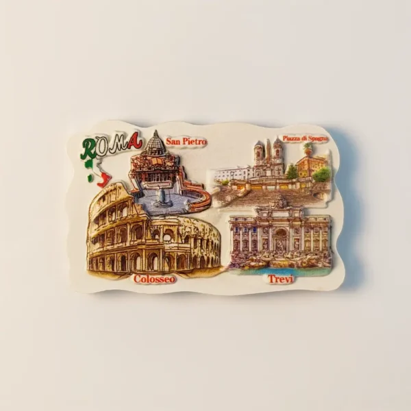 Italy Rome Colosseum St. Peter's Spanish Steps Trevi Fountain fridge magnet front view