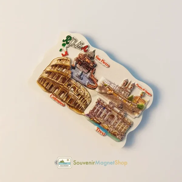 Italy Rome Colosseum St. Peter's Spanish Steps Trevi Fountain fridge magnet right side view
