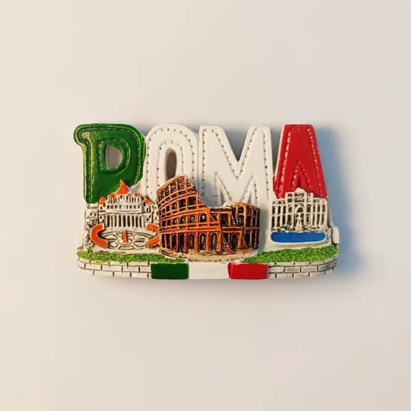 Front view of Italy Rome Trevi Fountain Colosseum fridge magnet