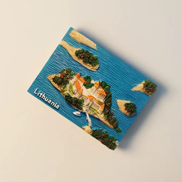 Right side view of Lithuania Trakai Castle Galvė Lake Island fridge magnet