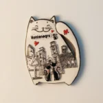 Front view of Montenegro Kotor Cat Fridge Magnet, souvenir from Montenegro.