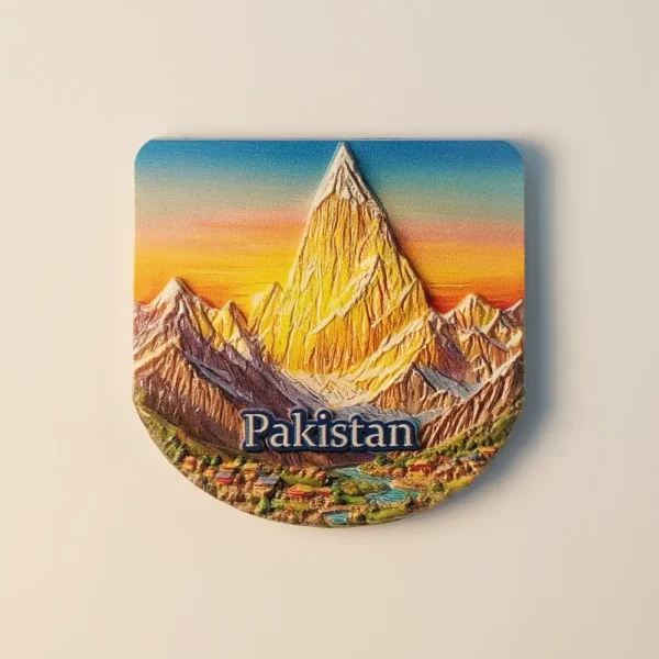 Front view of Pakistan Karakoram Mountains Laila Peak fridge magnet
