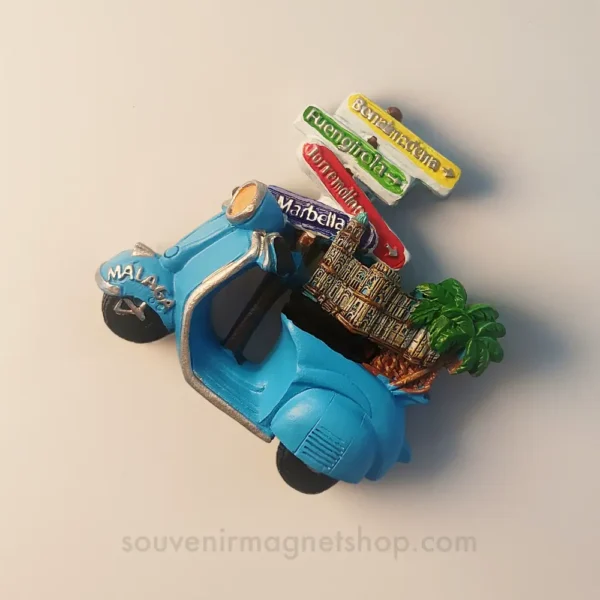 Spain Malaga creative street sign scooter fridge magnet right side view