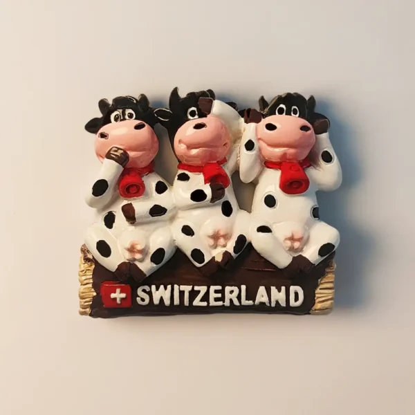 Front view of Switzerland creative bell cows fridge magnet