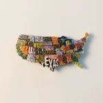 USA creative letter map fridge magnet front view