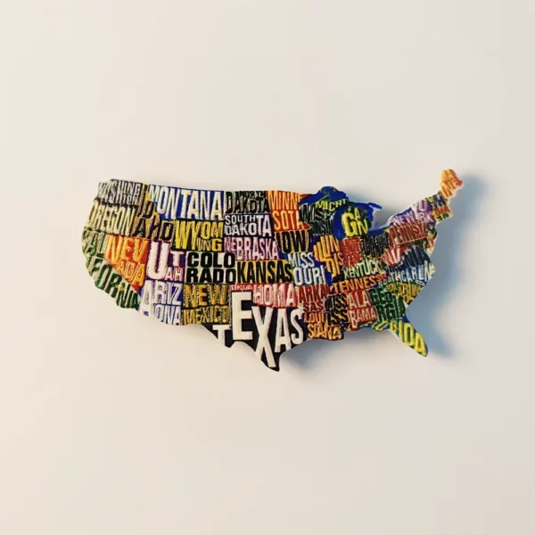 USA creative letter map fridge magnet front view