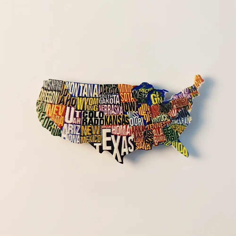 usa-creative-letter-map-fridge-magnet-front USA creative letter map fridge magnet front view