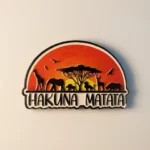 Front view of Africa safari sunset Hakuna Matata fridge magnet