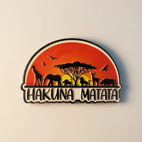 Front view of Africa safari sunset Hakuna Matata fridge magnet