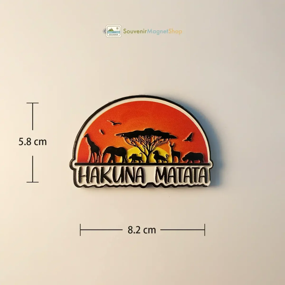 Size view of Africa safari sunset Hakuna Matata fridge magnet