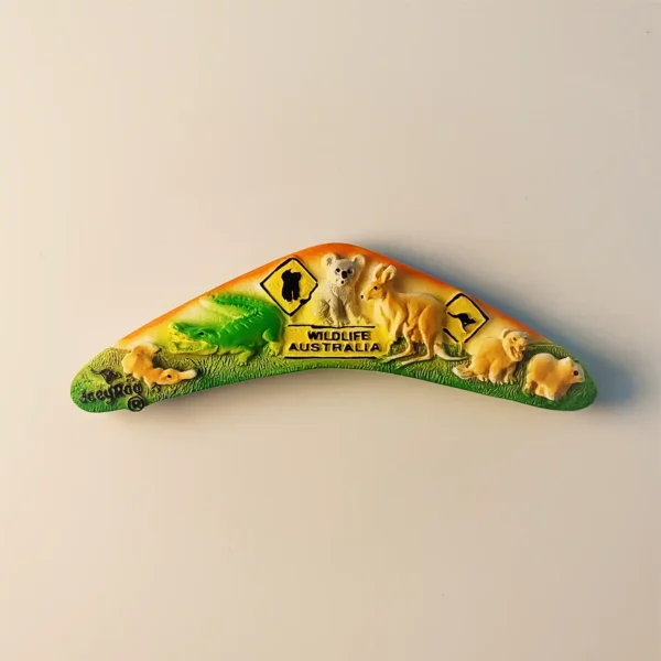 Australia Boomerang Wildlife Fridge Magnet front view