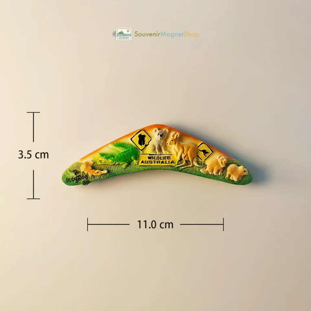 Australia Boomerang Wildlife Fridge Magnet size and dimensions