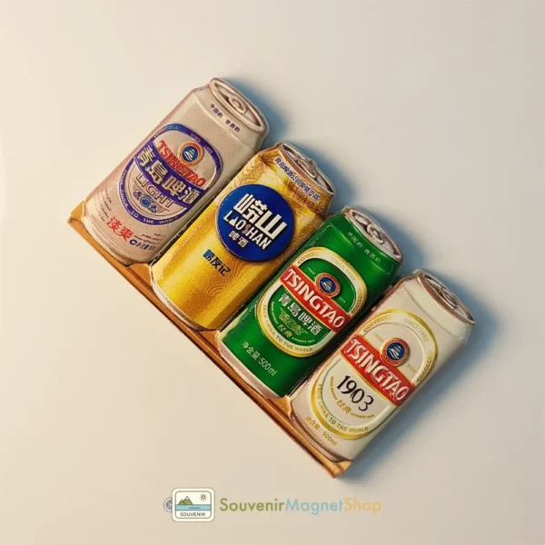 China Qingdao Tsingtao Beer Cans Fridge Magnet right side view