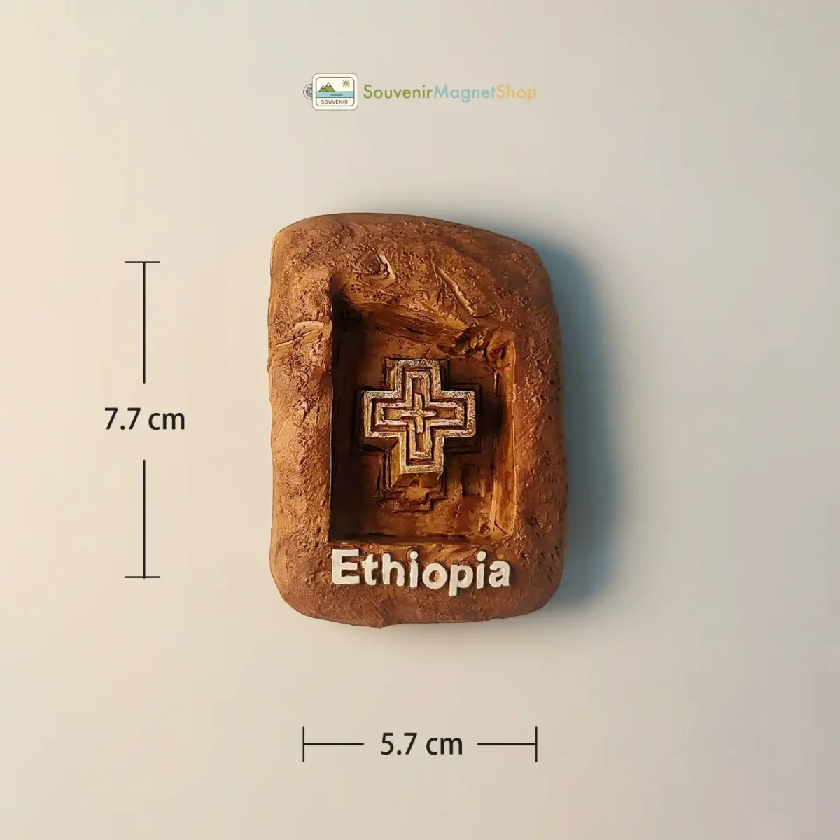 Ethiopia Ethiopian Cross fridge magnet with dimensions, size view