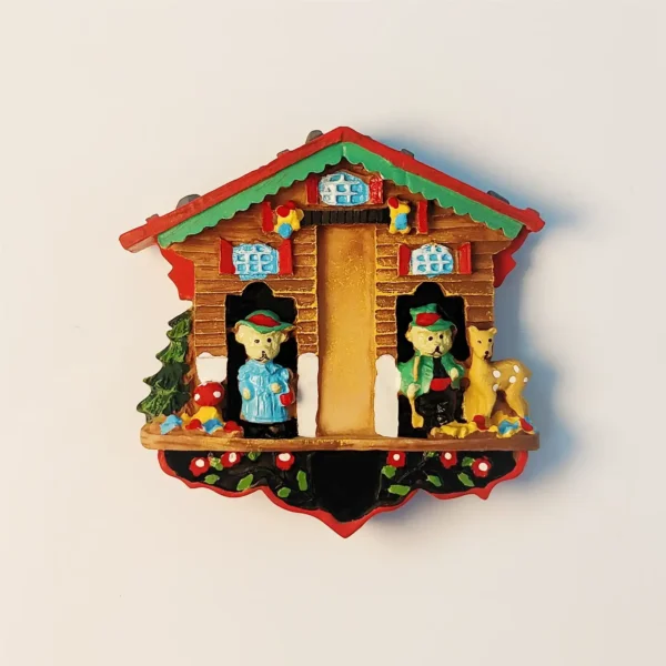 Front view of Germany Munich Christmas Cuckoo Clock Bear Fridge Magnet
