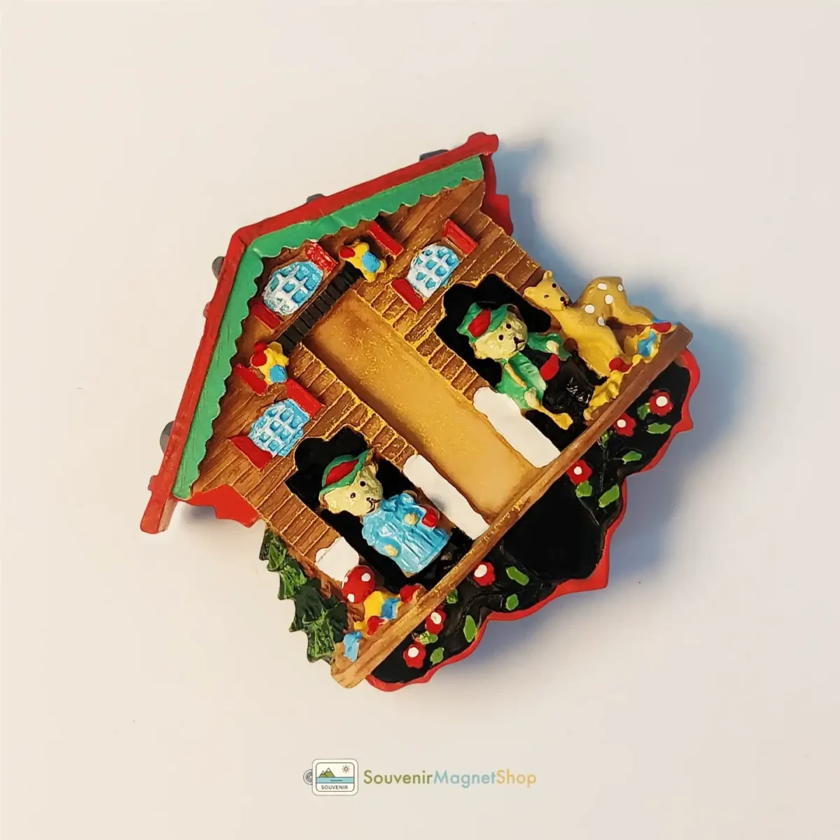 Left side view of Germany Munich Christmas Cuckoo Clock Bear Fridge Magnet