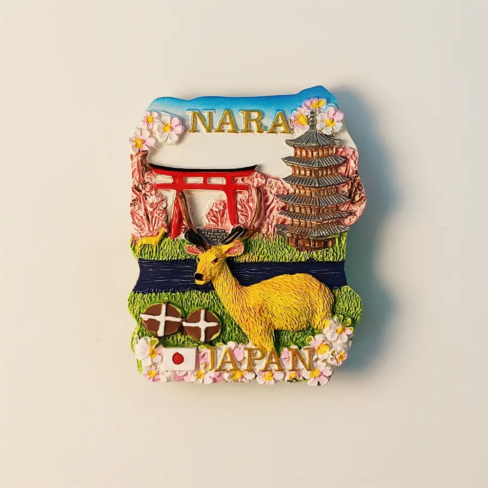 japan-nara-deer-torii-pagoda-fridge-magnet-front Japan Nara Deer Torii Five-Story Pagoda fridge magnet front view