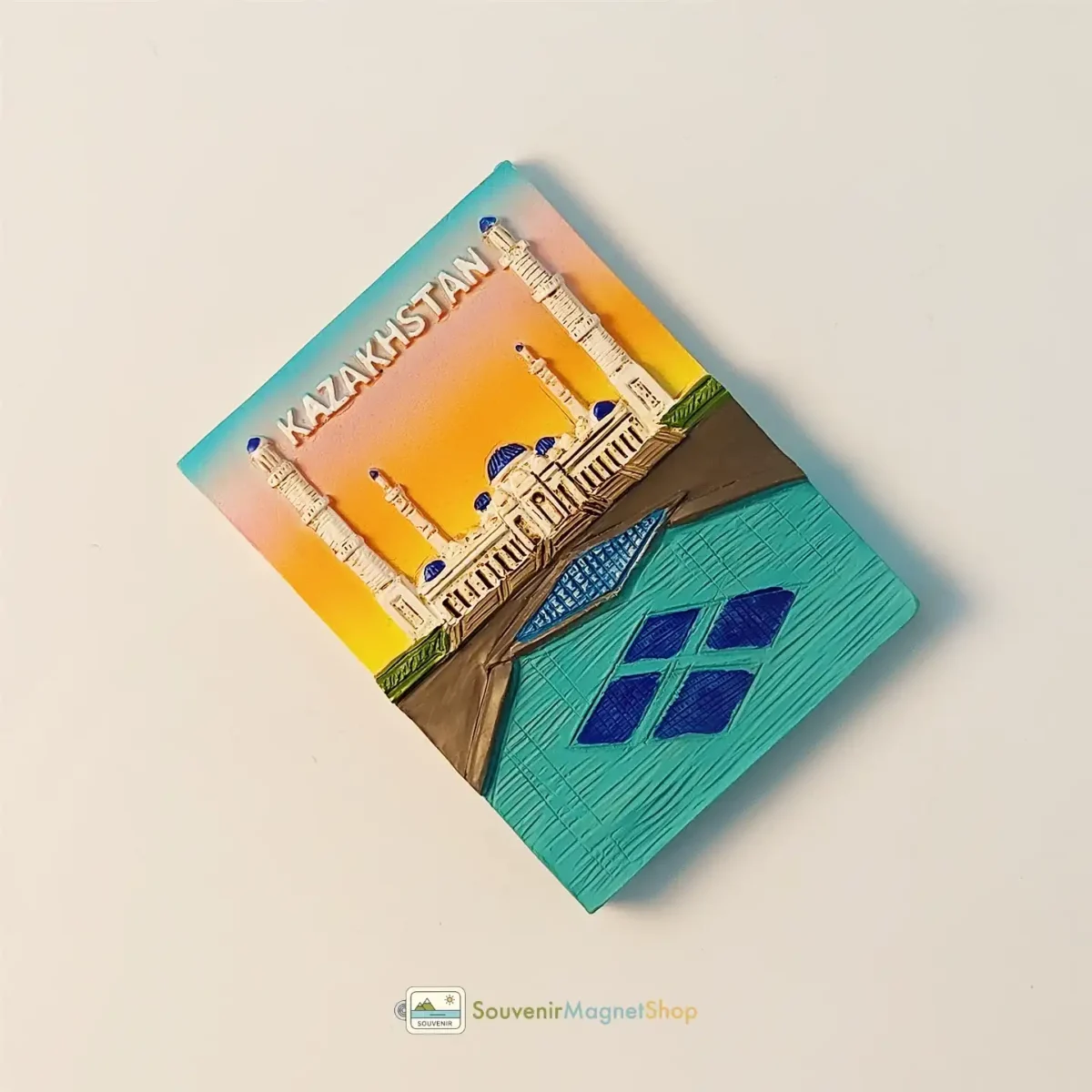 Kazakhstan landmark mosque fridge magnet left side view