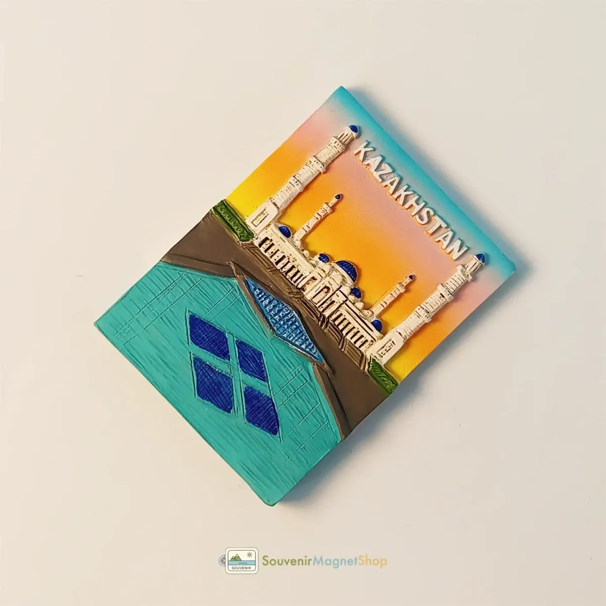 Kazakhstan landmark mosque fridge magnet right side view