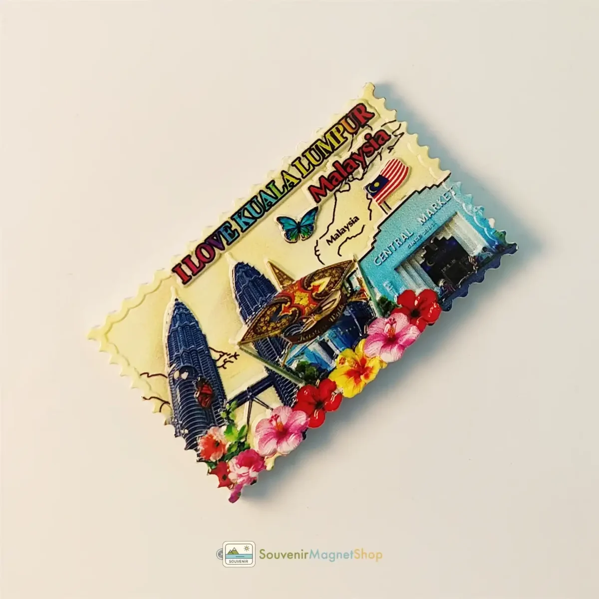 Malaysia Kuala Lumpur Petronas Towers Central Market fridge magnet left side view