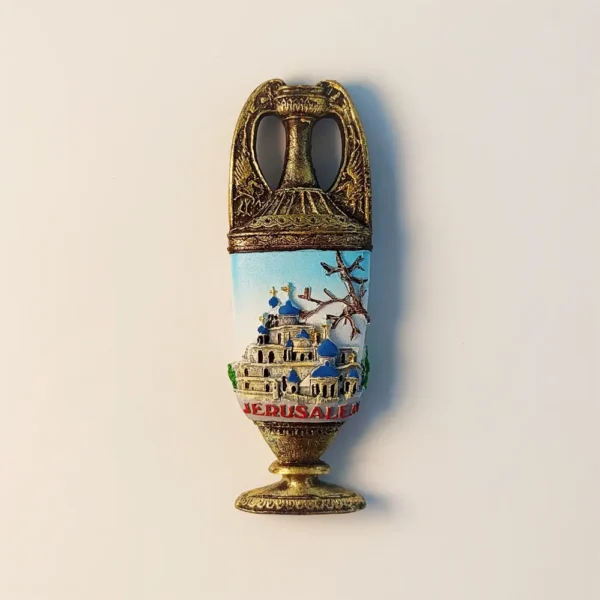 Palestine Jerusalem blue-domed architecture 3D bottle fridge magnet front view