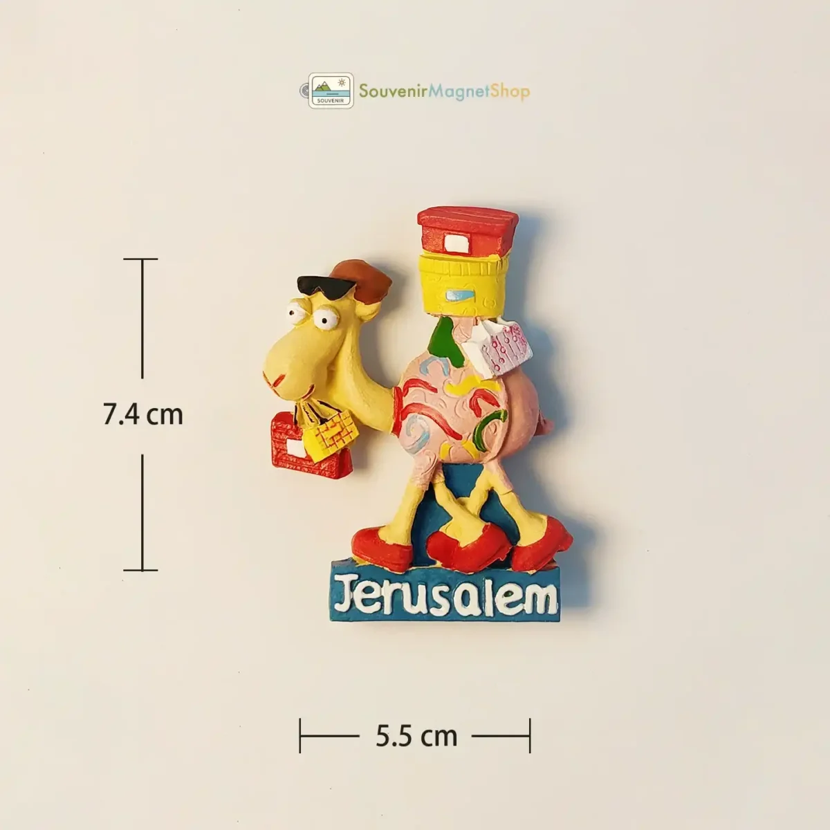 Palestine Jerusalem creative camel fridge magnet size view with dimensions