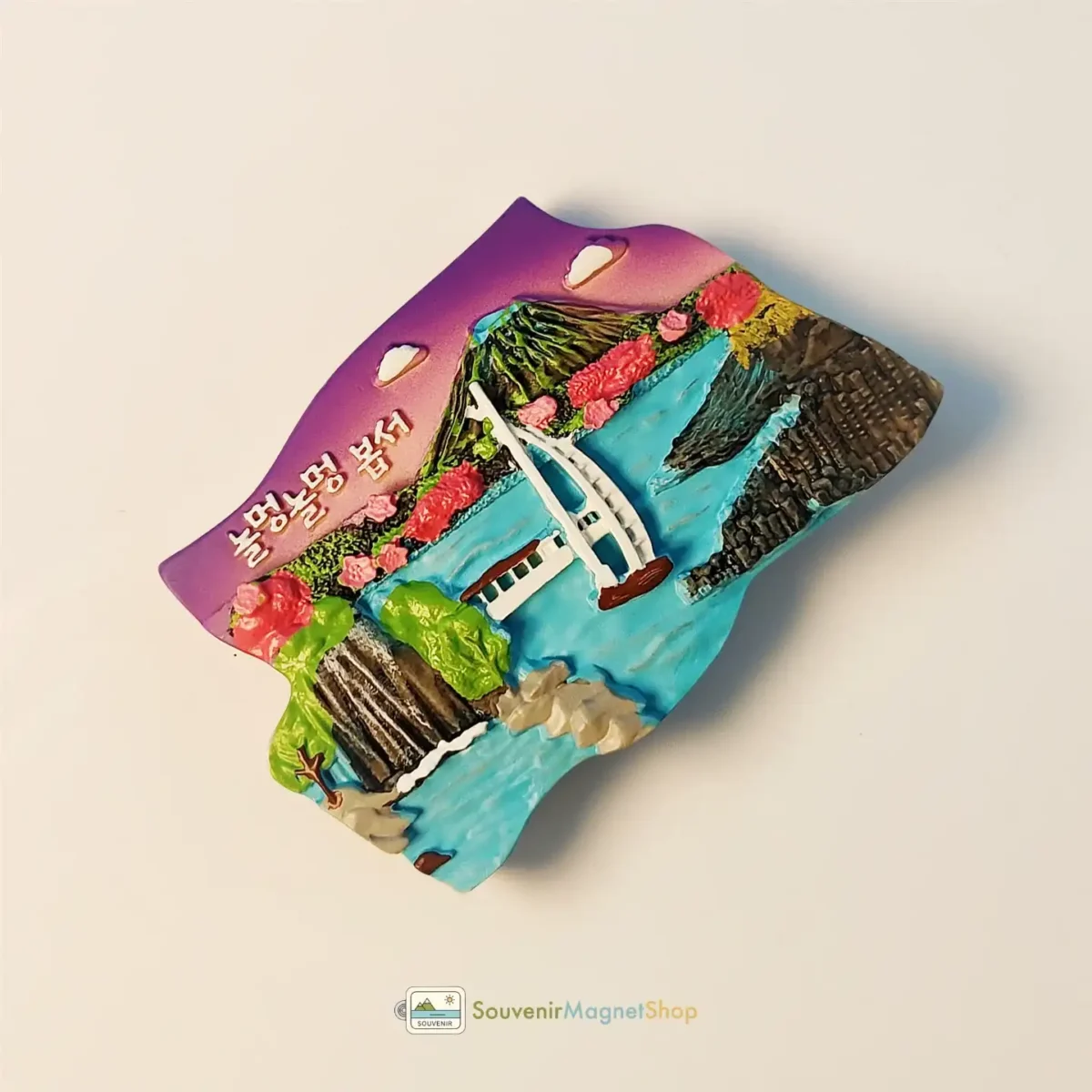 South Korea Jeju Island volcanic beach fridge magnet left side view